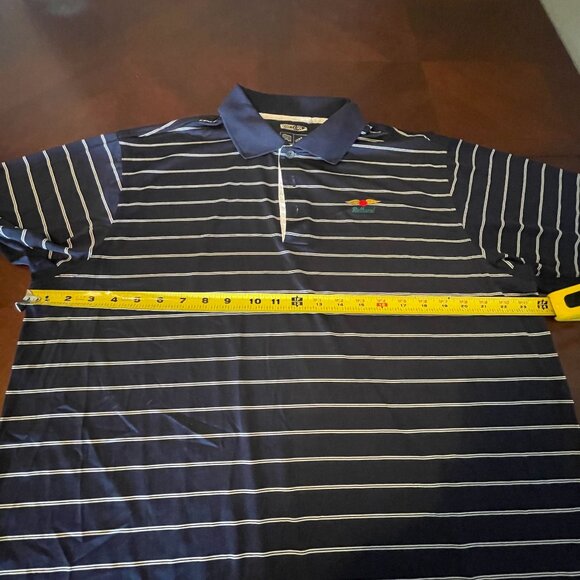 Adidas ClimaCool Baltusrol Golf Polo Shirt Navy & White Stripes L - Picture 7 of 12